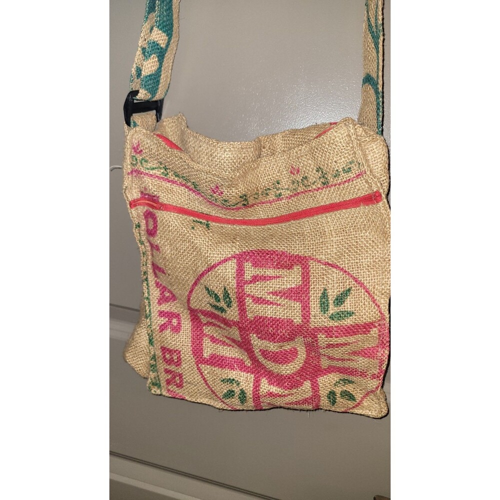 Two's Company Jute Crossbody Bag Boho Eco Tote Shoulder Purse Pink Green Orange